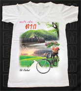 เสื้อยืดคอวีพร้อมสกรีนลายแหล่งท่องเที่ยว ลายจังหวัดตาก